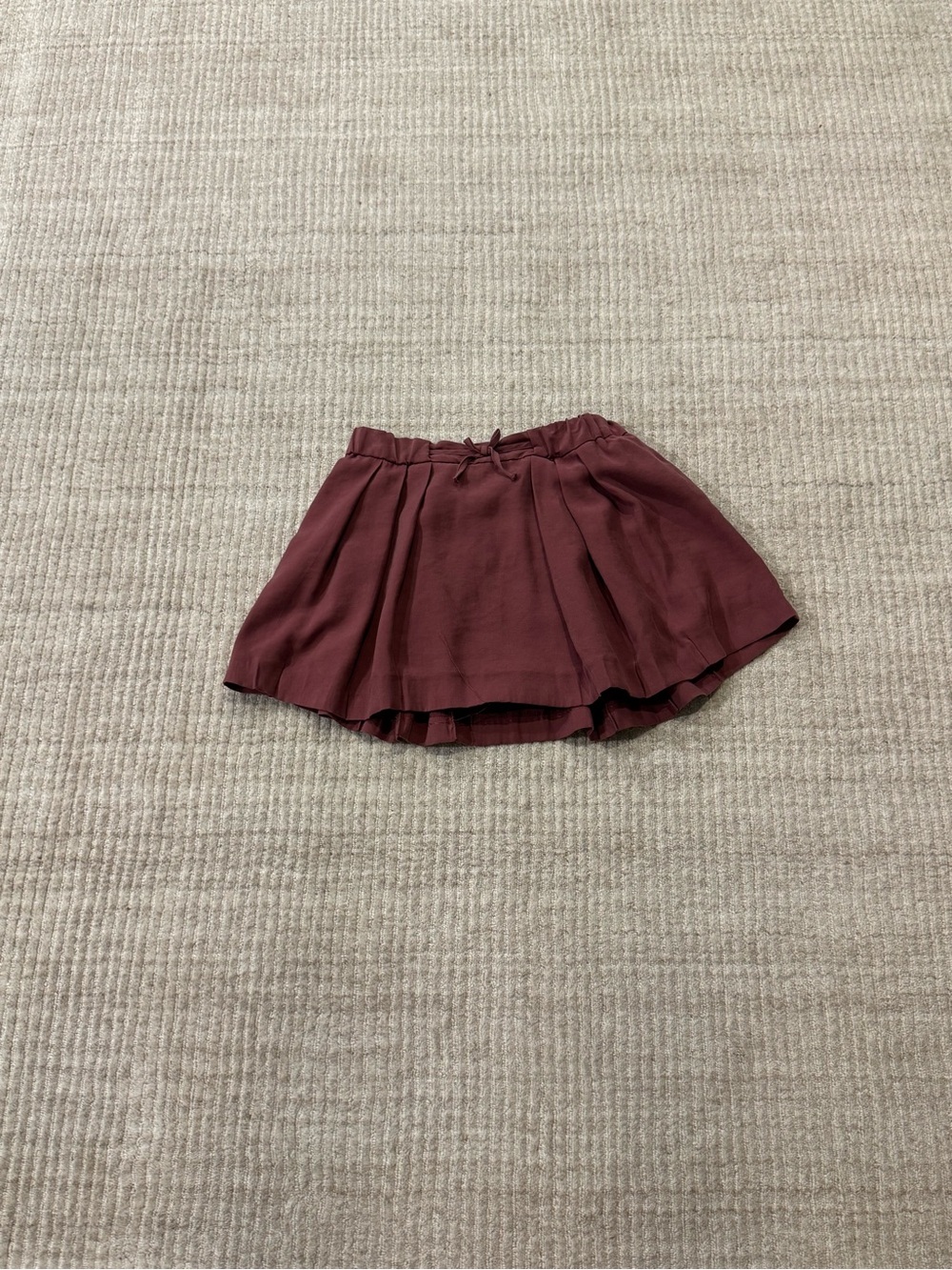 Zara Girls Burgundy Skirt Built-in Shorts Drawstring Waist Size 11–12